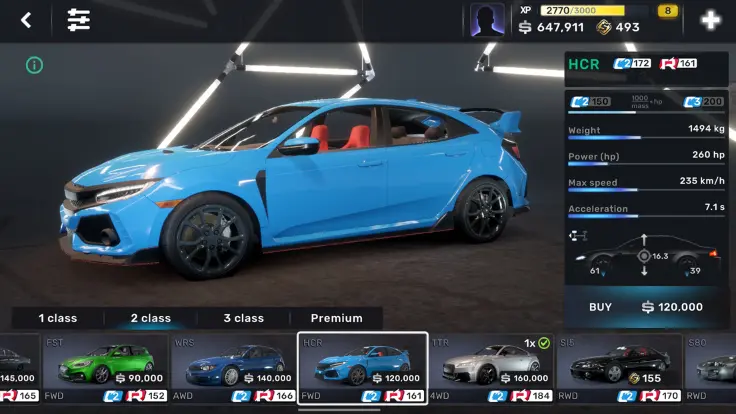 Carx street mod cars choosing